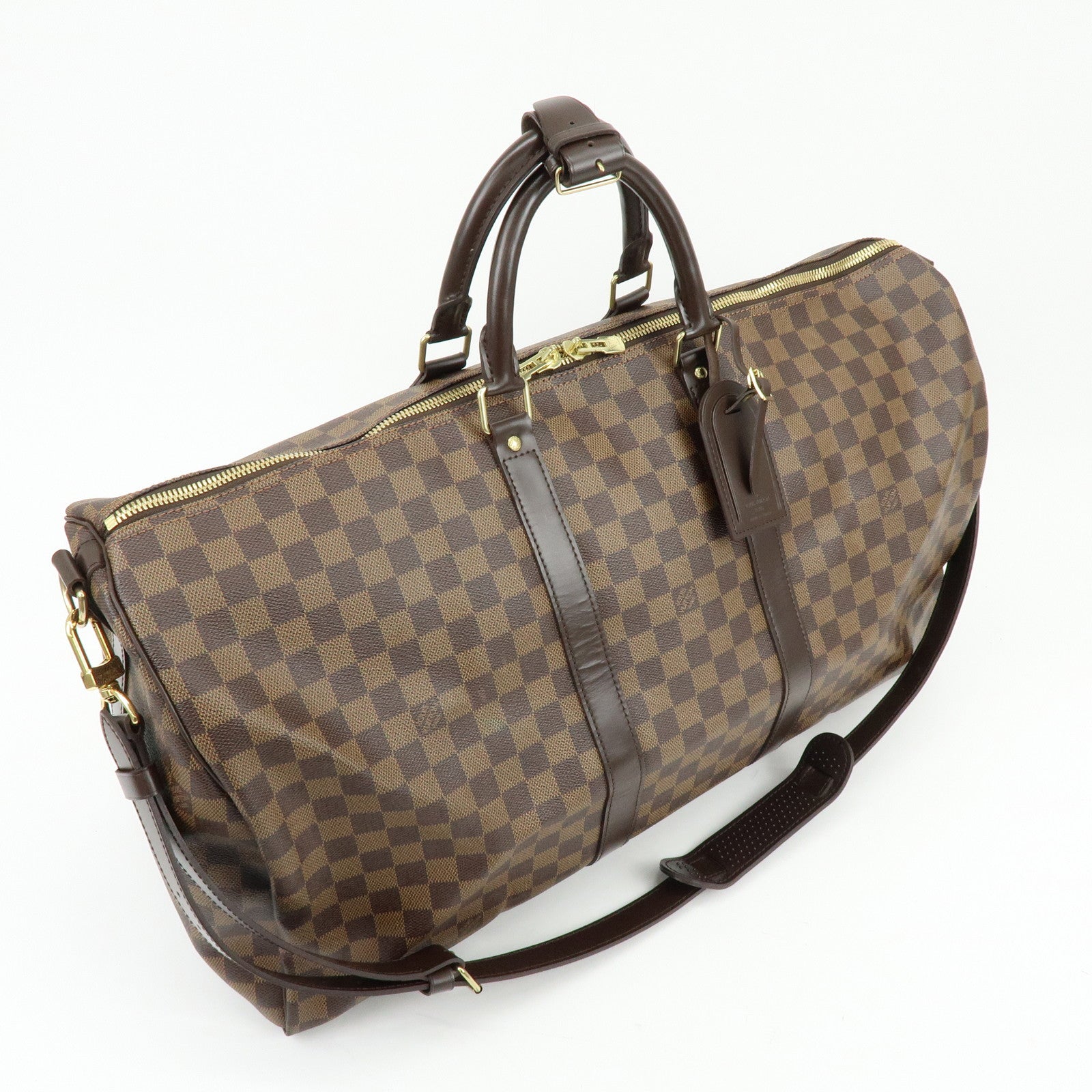Louis Vuitton Damier Keep All Bandouliere 55 Travel Bag Brown N41414