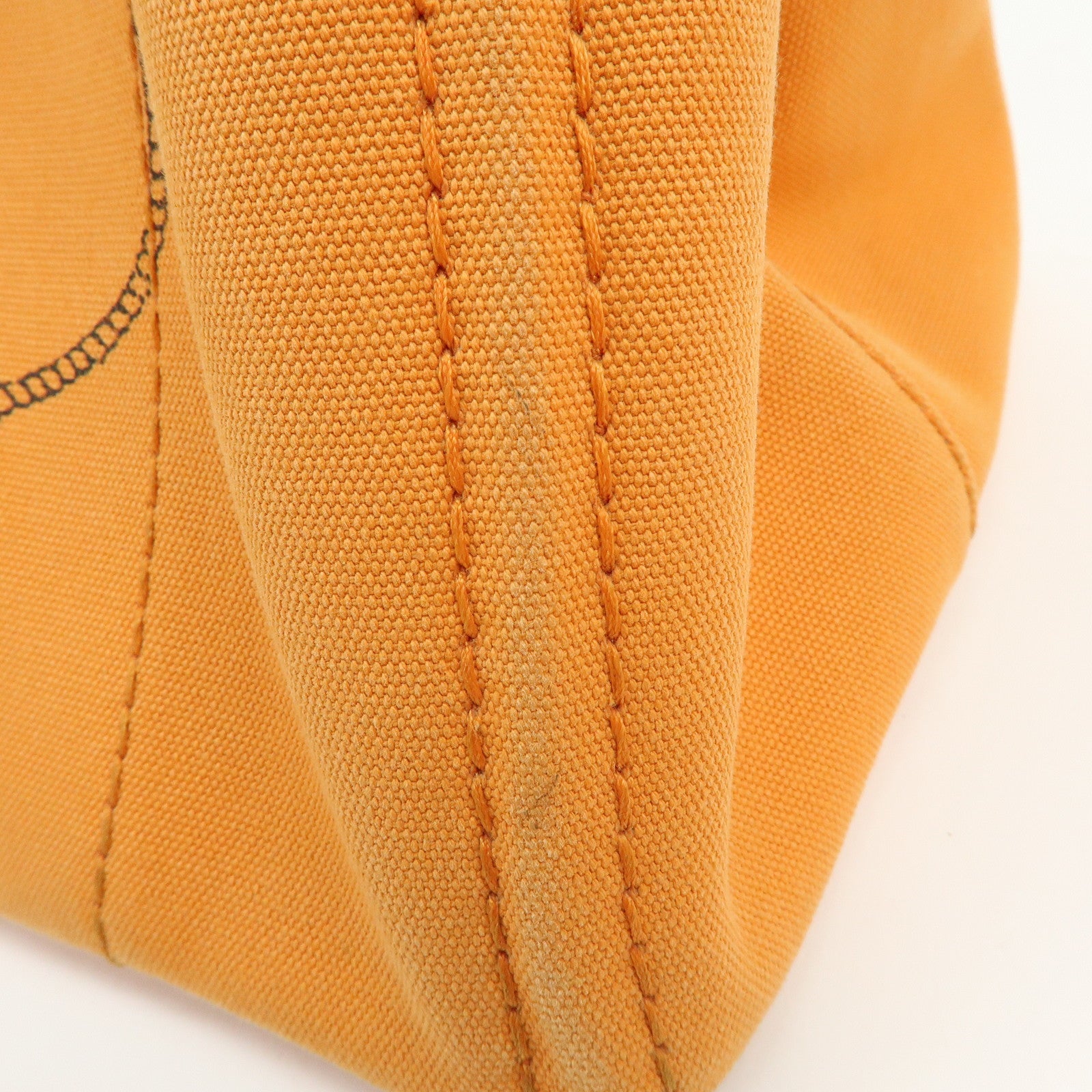 PRADA Canapa Triangle Logo Canvas Tote Bag Hand Bag Orange 1BG642