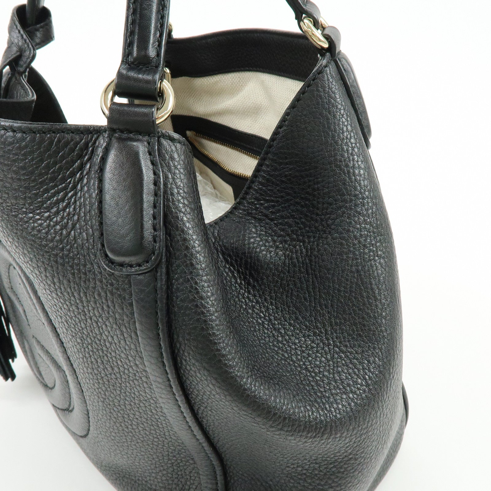 GUCCI SOHO Interlocking G 2Way Bag Hand Shoulder Bag Black 336751