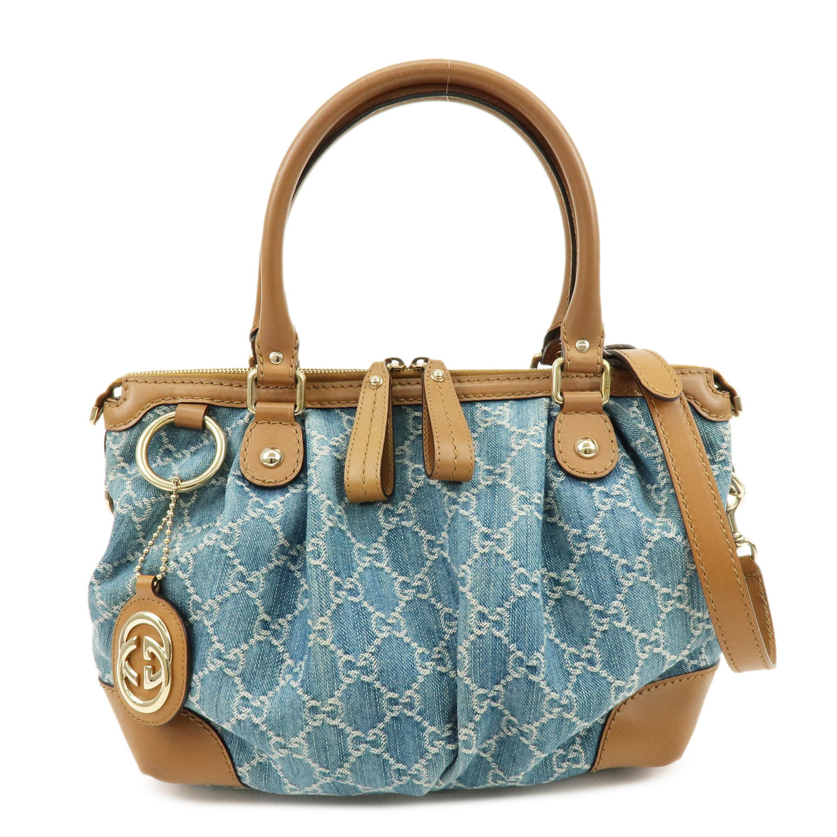 GUCCI Sukey GG Denim Leather 2Way Bag Shoulder Bag Blue 247902