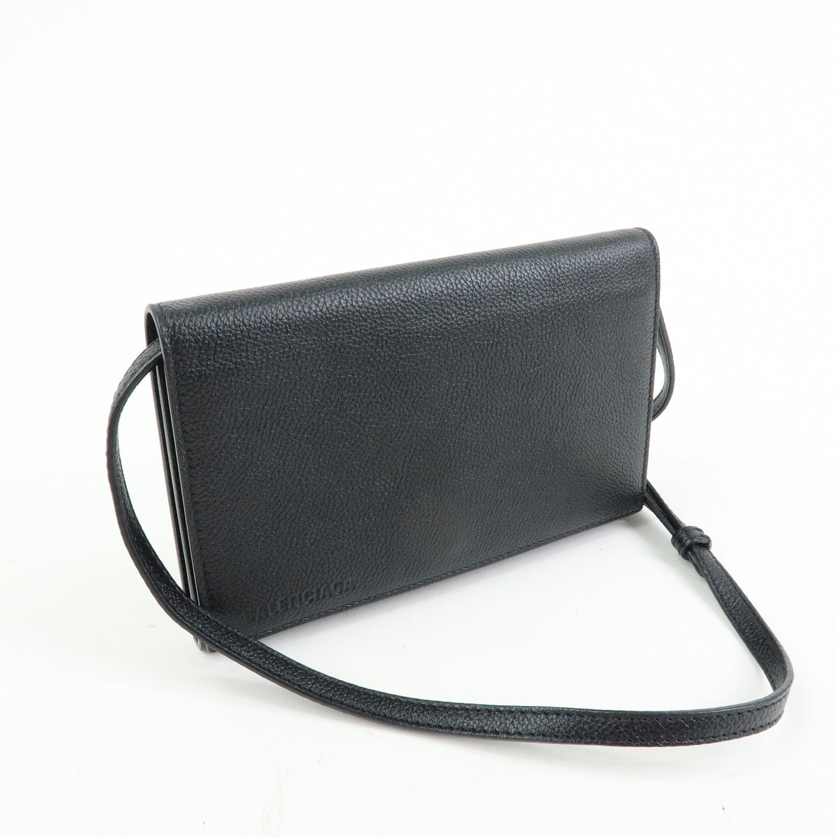 BALENCIAGA Small Logo Leather Crossbody Bag Shoulder Bag black 674892