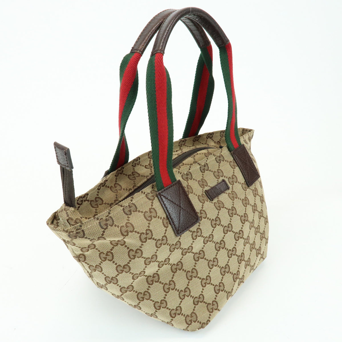GUCCI Sherry GG Canvas Leather Tote Bag Hand Bag Beige Brown 131228