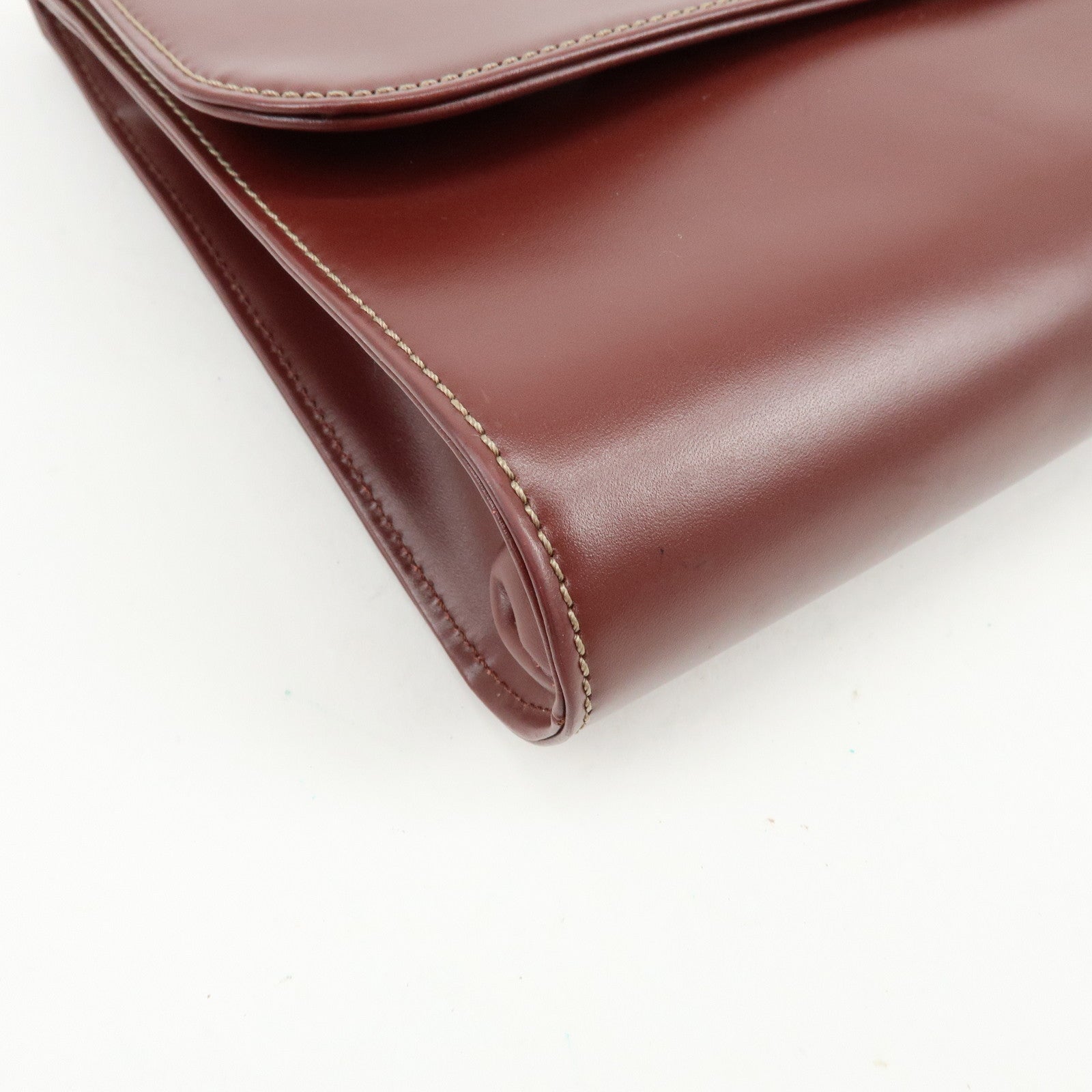 Cartier Must de Cartier Leather Clutch Bag Flat Pouch Bordeaux