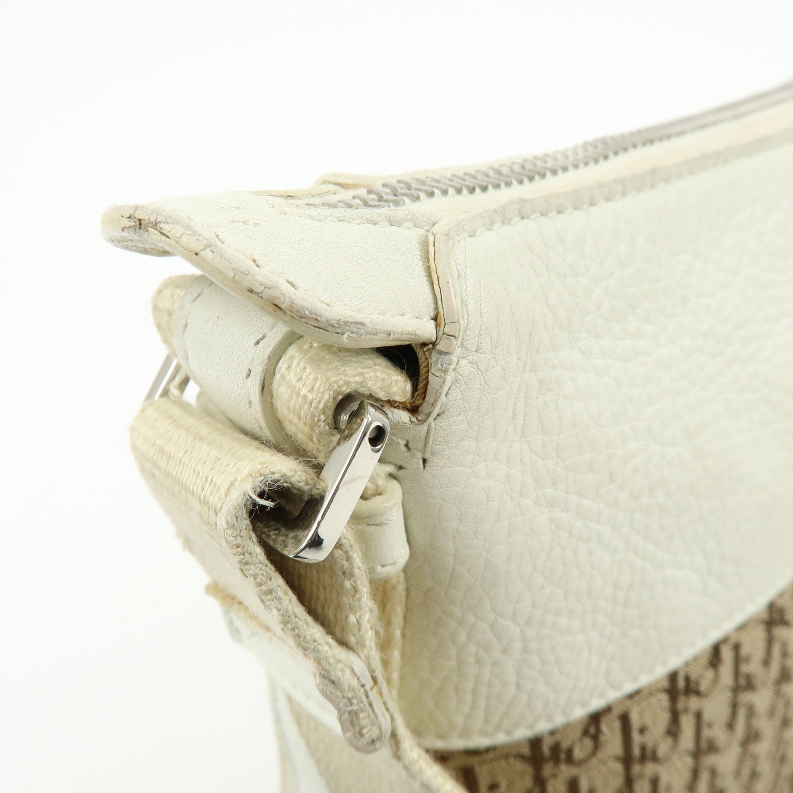 Christian Dior Street Chic Trotter Canvas Leather Shoulder Bag Beige