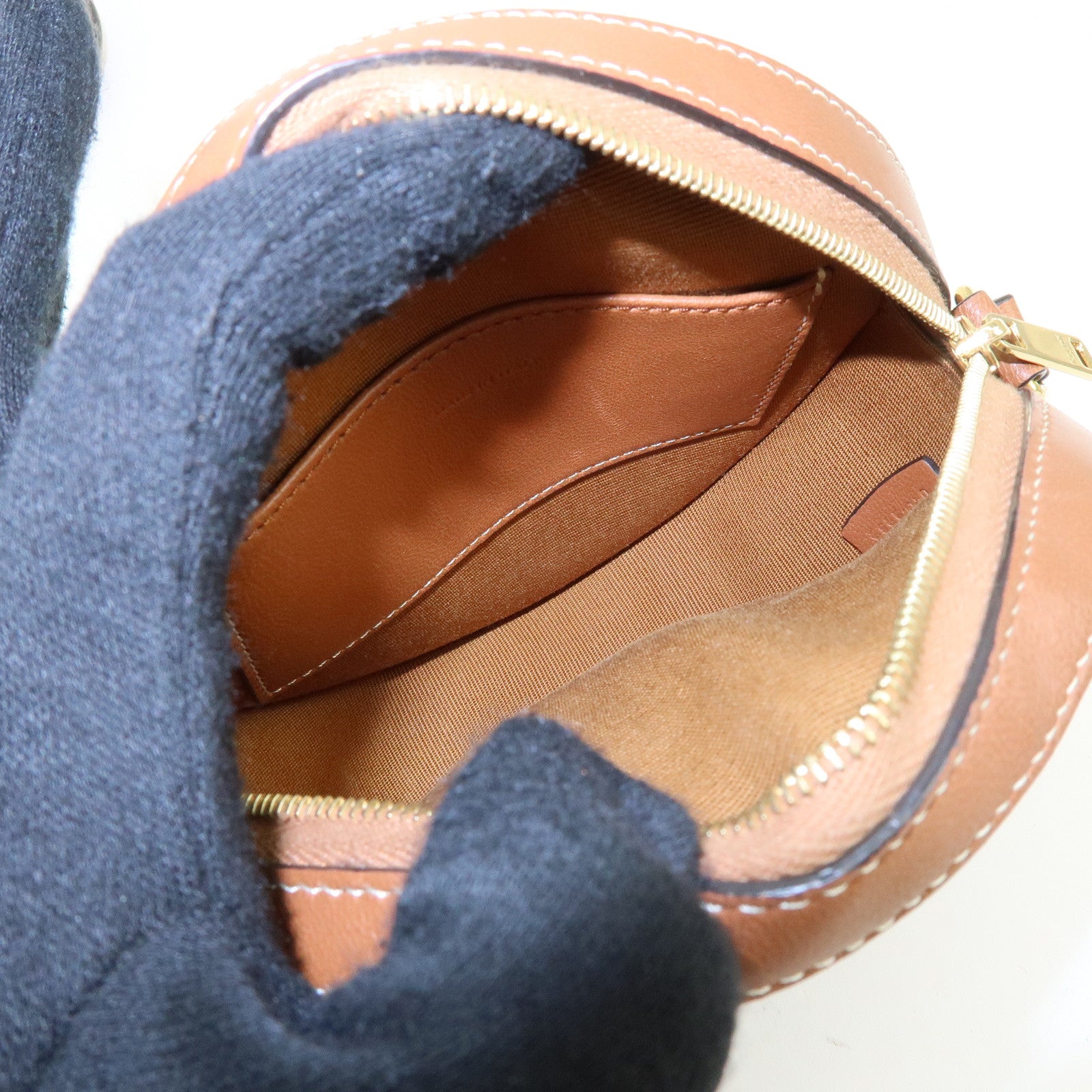 CELINE Triomphe PVC Leather Round Shoulder Bag Round Purse Brown