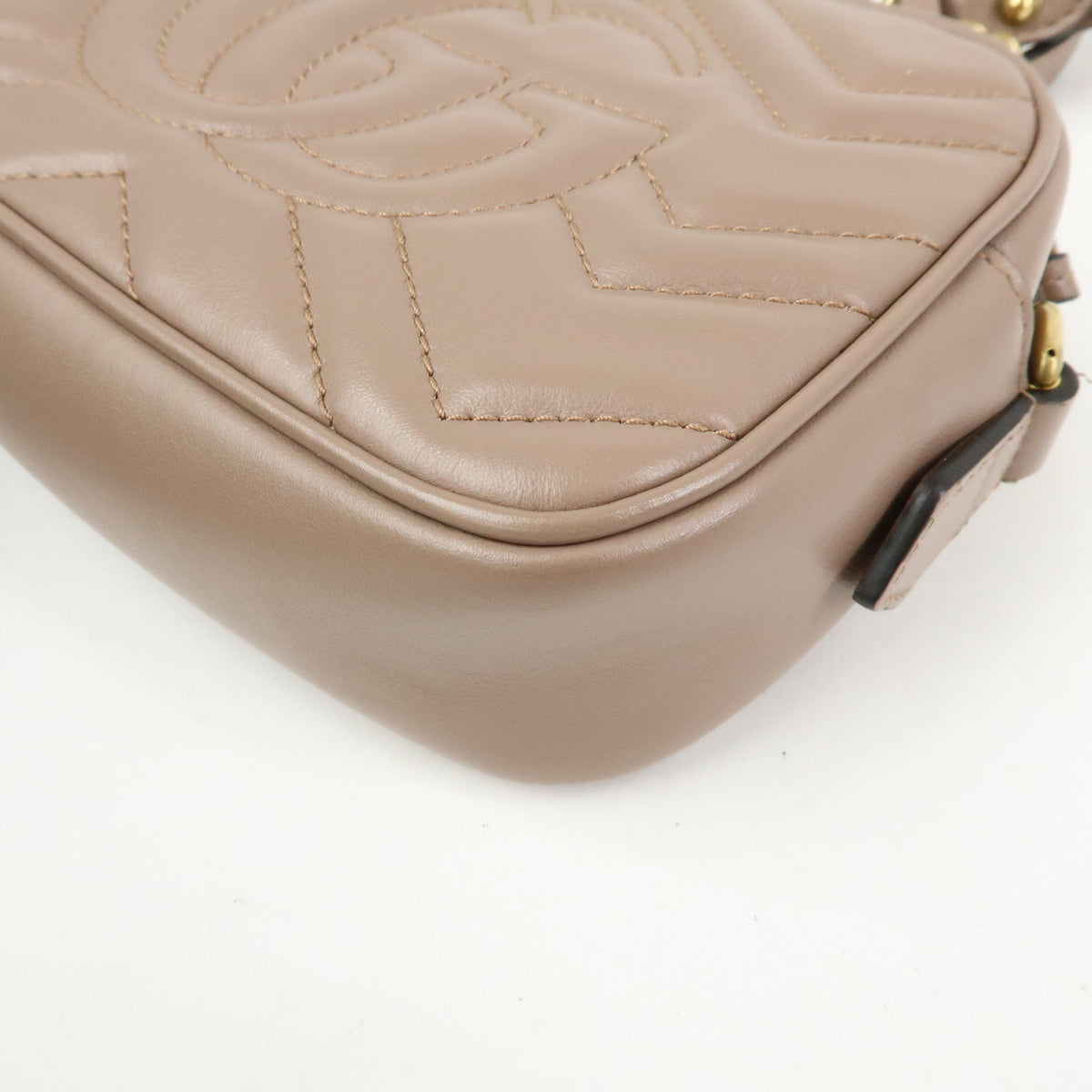 GUCCI GG Marmont Double G Leather Chain Shoulder Bag Pink 448065
