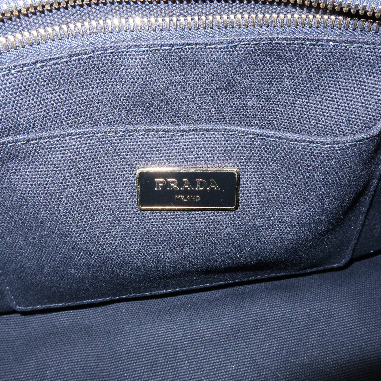 PRADA Canapa Triangle Logo Canvas 2Way Bag Hand Bag Striped B2642B