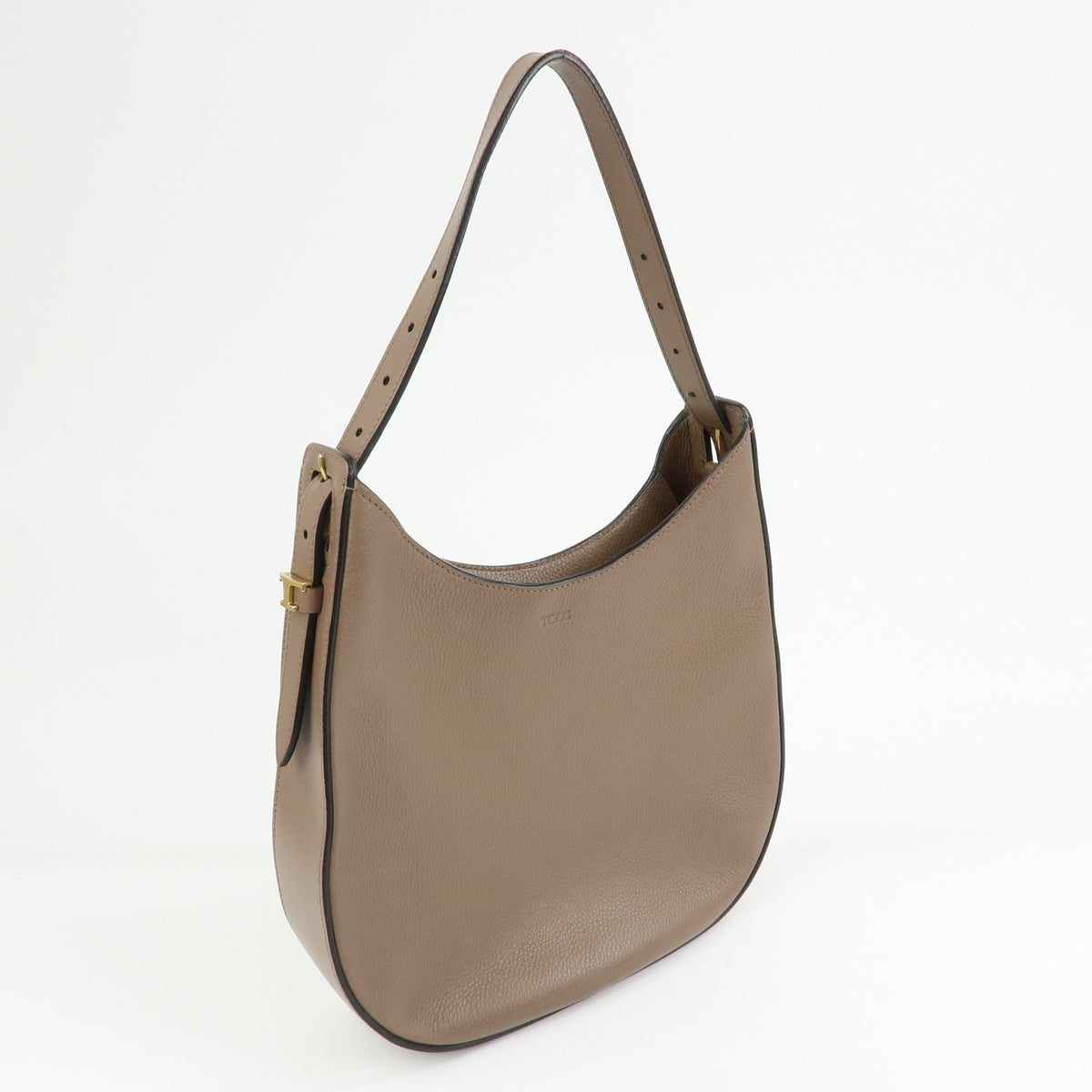 TOD'S Oboe Leather Shoulder Bag Hand Bag Taupe Brown