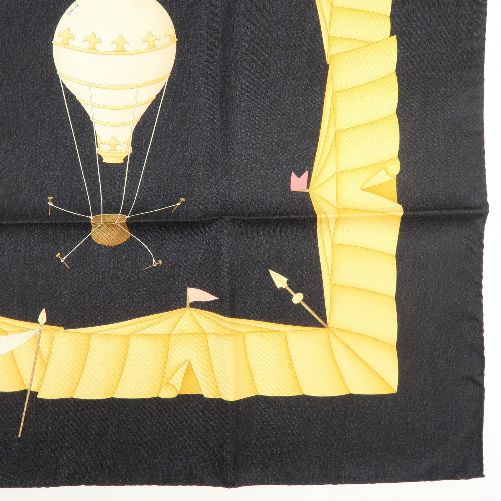 BVLGARI Set of 2 Silk 100% Scarf Balloon Motif Black Red Gold
