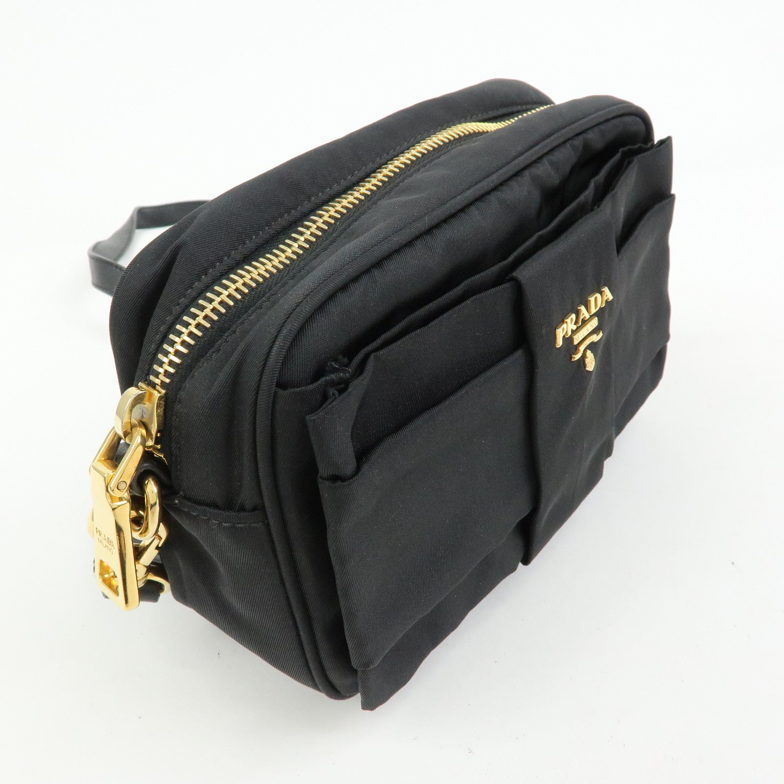 PRADA Nylon Leather Mini Shoulder Bag Crossbody Bag Black