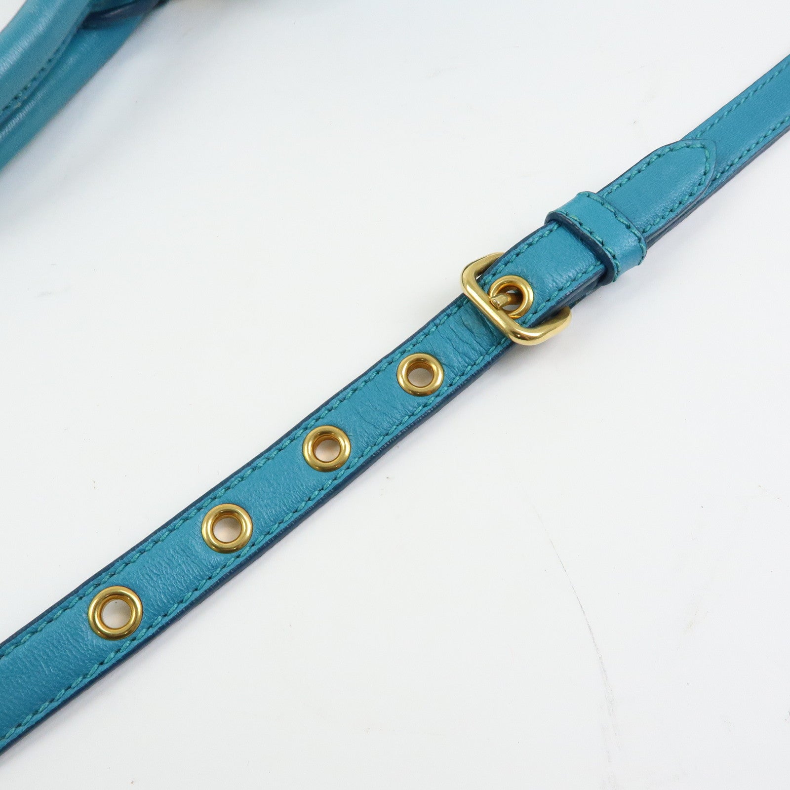 MIU MIU Matelasse Nappa Leather 2Way Bag Hand Shoulder Bag Blue RN0874
