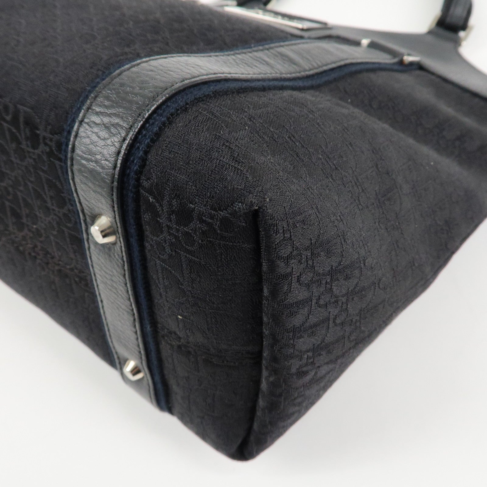 Christian Dior Street Chic Trotter Canvas Leather Tote Bag Black Used