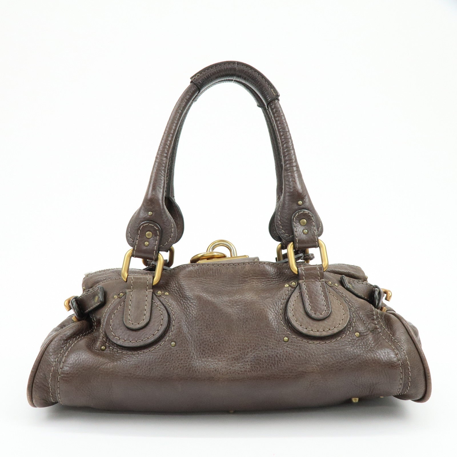 Chloe Paddington Leather Hand Bag Shoulder Bag Dark Brown