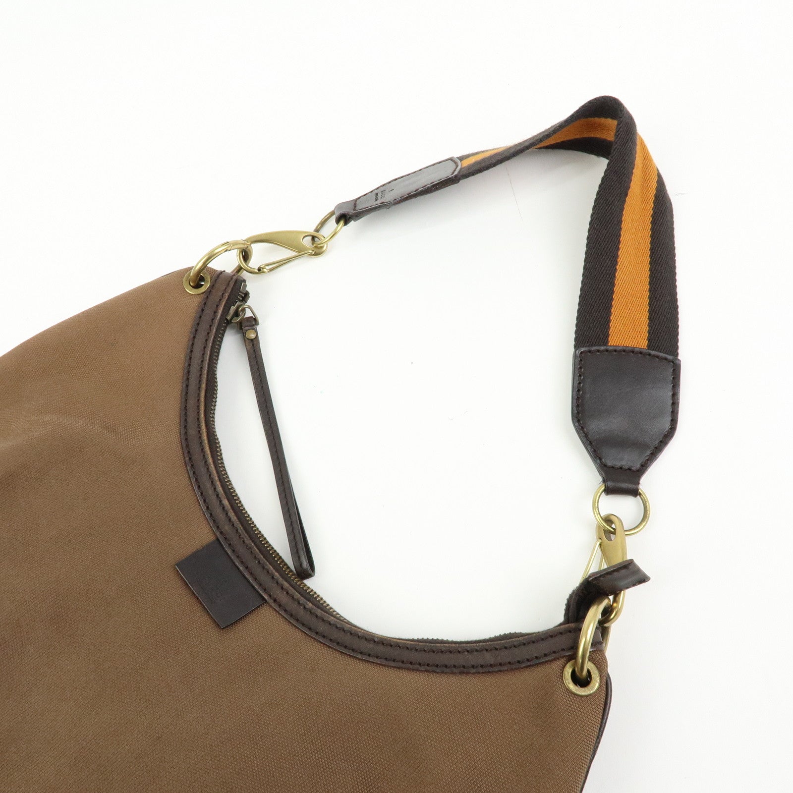 GUCCI Sherry Canvas Leather Shoulder Bag Hand Bag Borwn Orange 106663