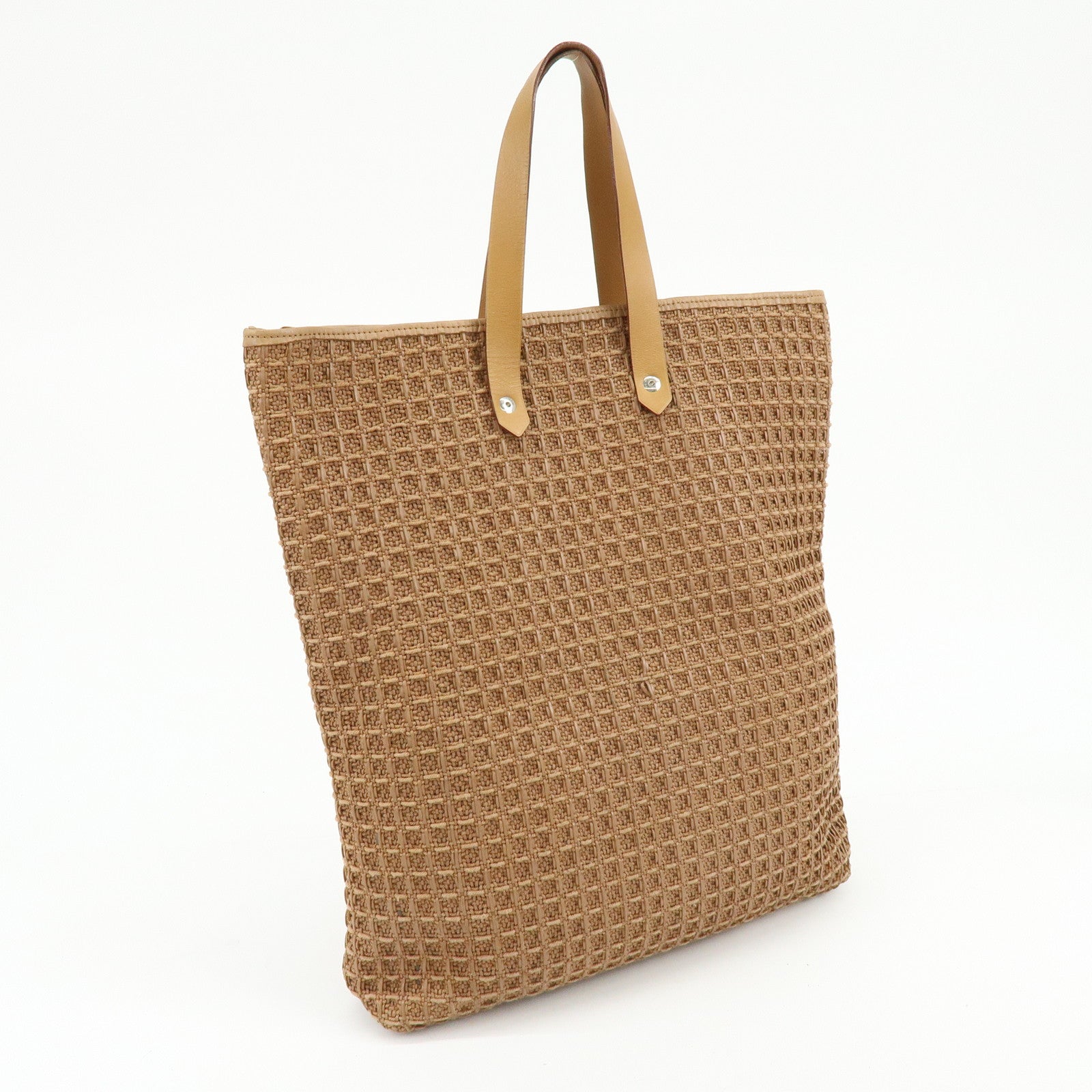 HERMES Amedaba Diago GM Canvas Leather Tote Bag Hand Bag Marron Brown