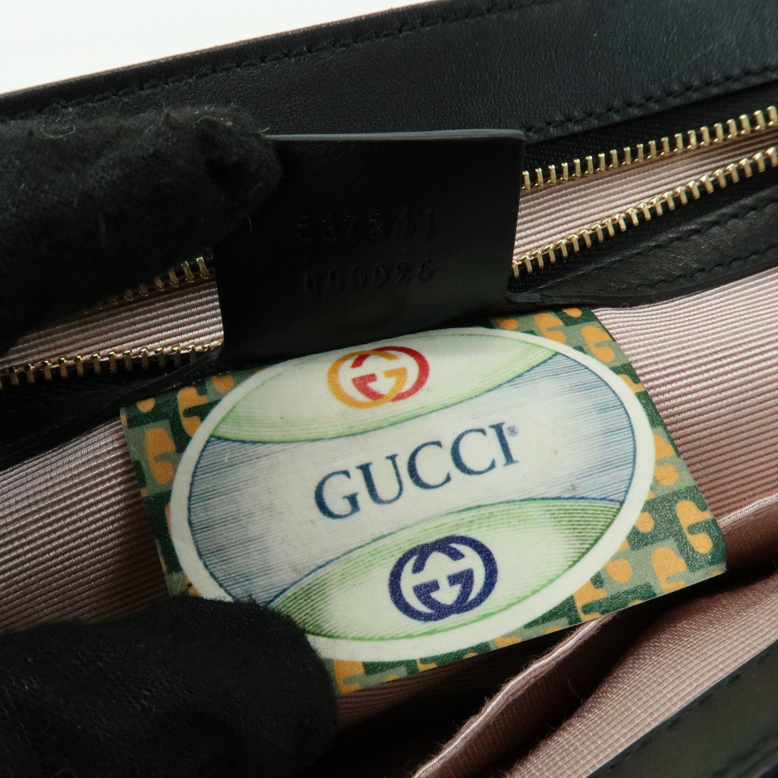 GUCCI Raja Calf Leather Rhinestone Chain Shoulder Bag Black 537241