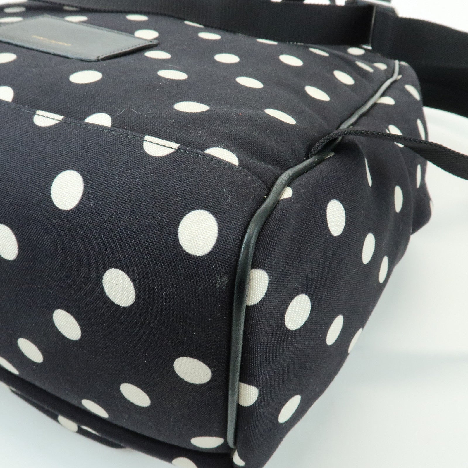 SAINT LAURENT PARIS City Canvas Backpack Rucksack Polka Dot Black White