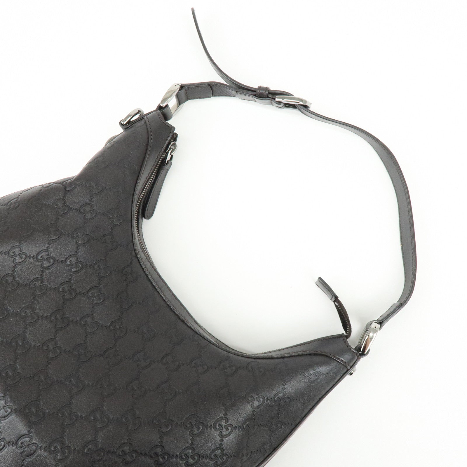 GUCCI Guccissima Interlocking G Leather Shoulder Bag Brown 339553