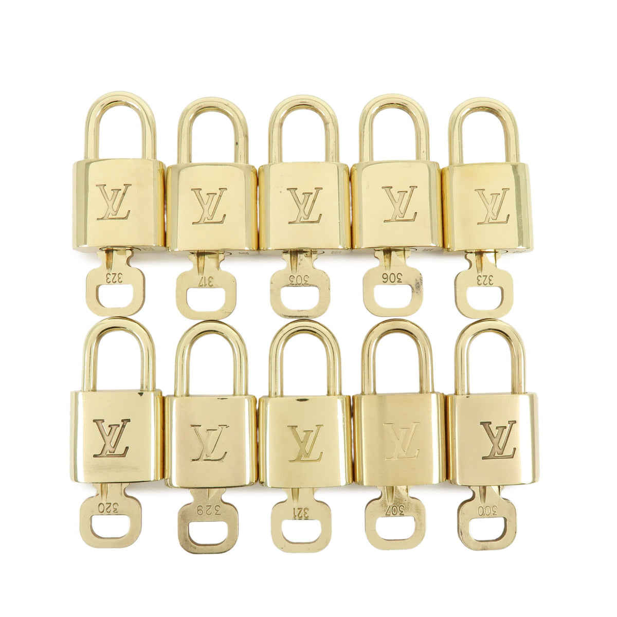 Louis Vuitton Lot of 10 Lock & Key Cadena Key Lock Gold