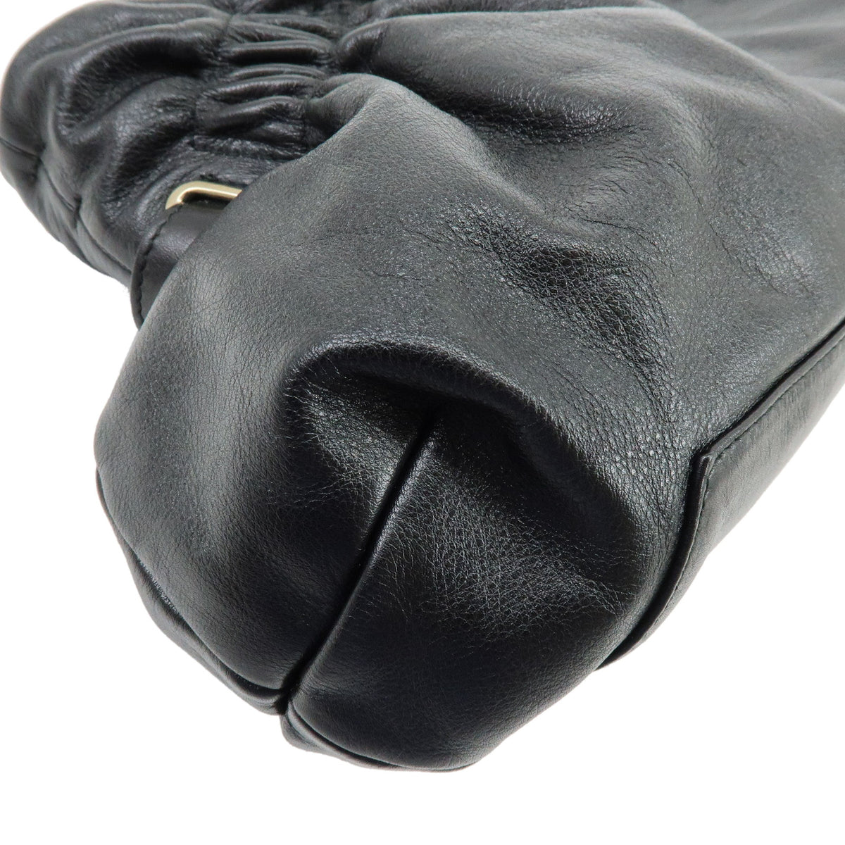Ferragamo Gancini Leather 2Way Bag Hand Bag Shoulder Bag Black
