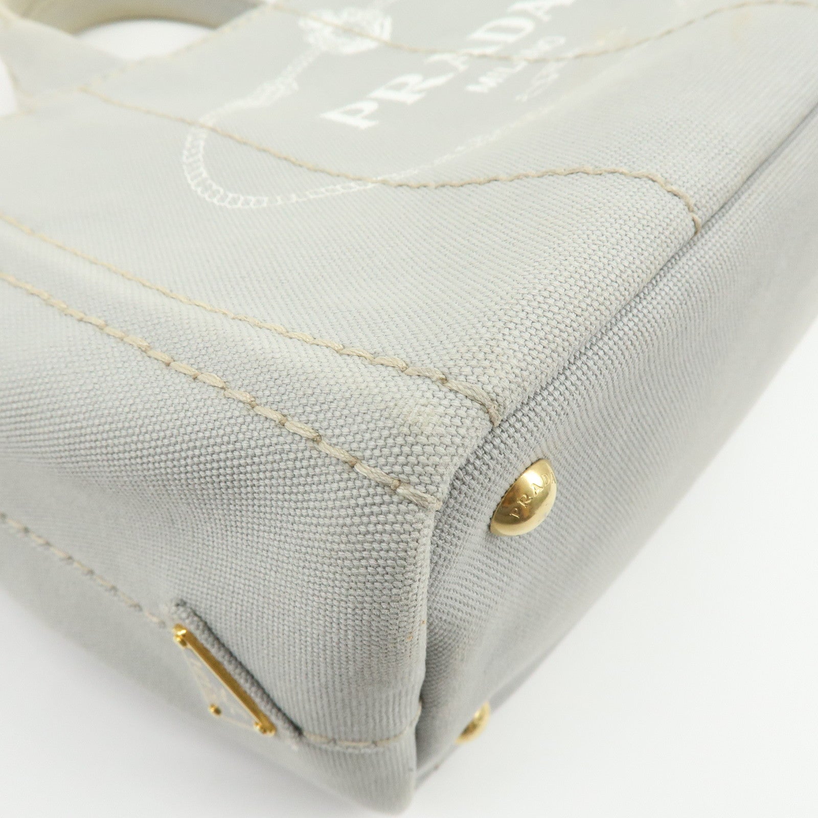 PRADA Canapa Mini Canvas 2Way Bag Hand Bag Shoulder Bag Gray 1BG439