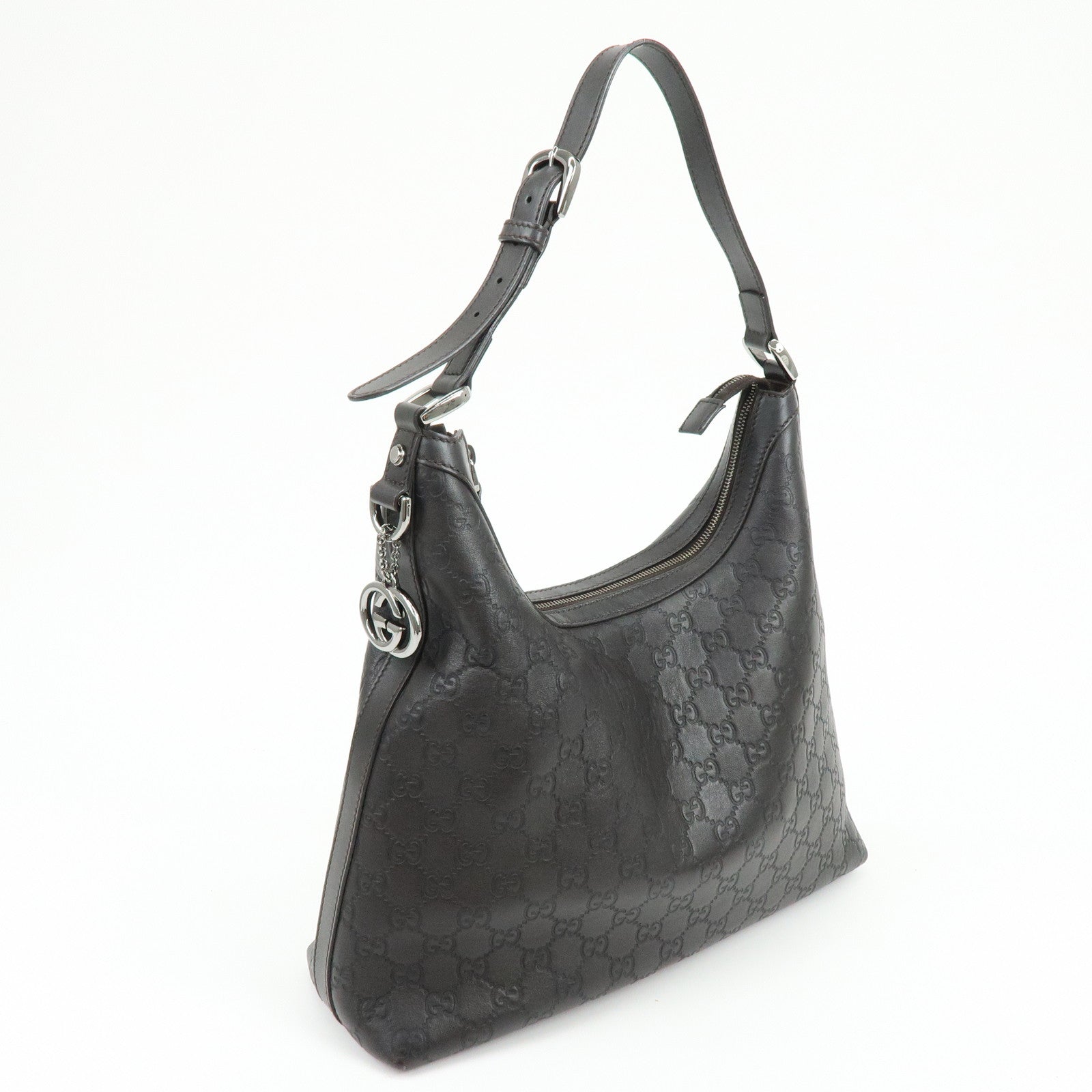 GUCCI Guccissima Interlocking G Leather Shoulder Bag Brown 339553
