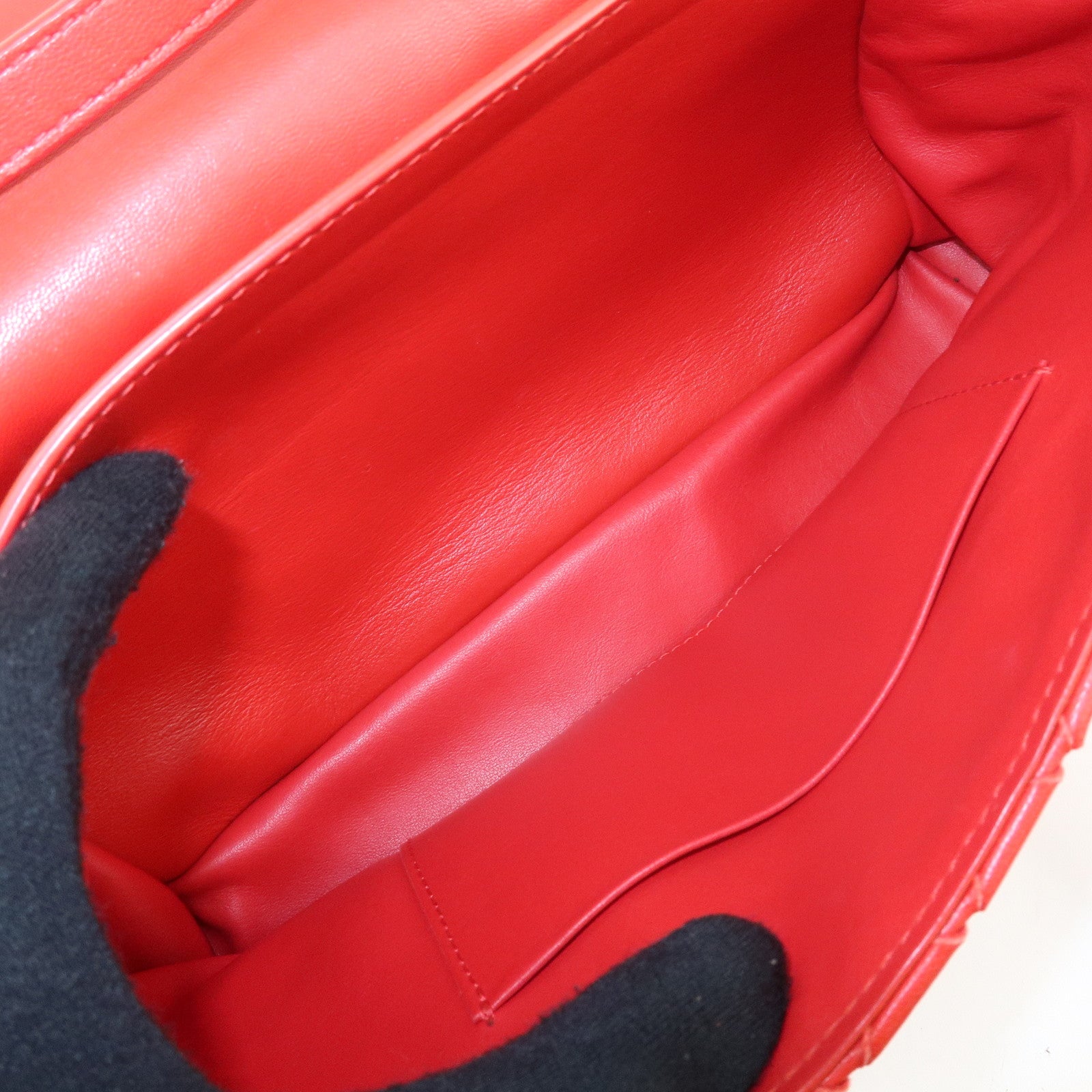 BOTTEGA VENETA Intrecciato Leather Shoulder Bag Crossbody Bag Red