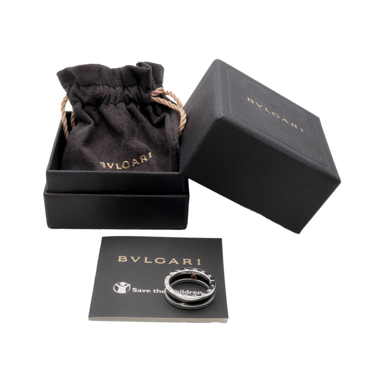 BVLGARI B-Zero1 Save the Children Ring SV925 Black Ceramic #56 US7.5