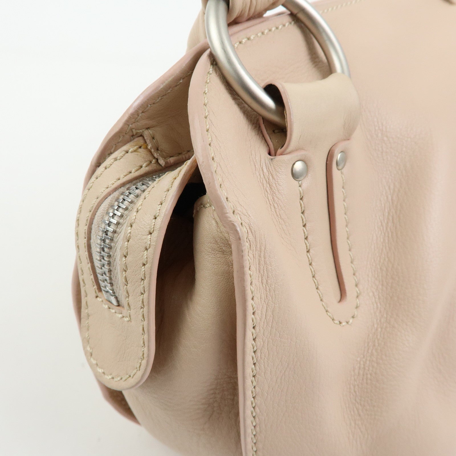 CELINE Bittersweet Leather Shoulder Bag Hand Bag Pink Beige