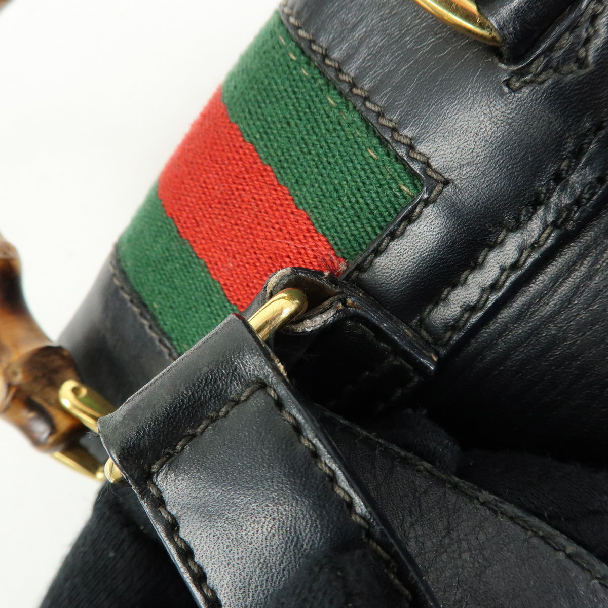 GUCCI Bamboo Sherry Leather Backpack Rucksack Black 003・2058・0044