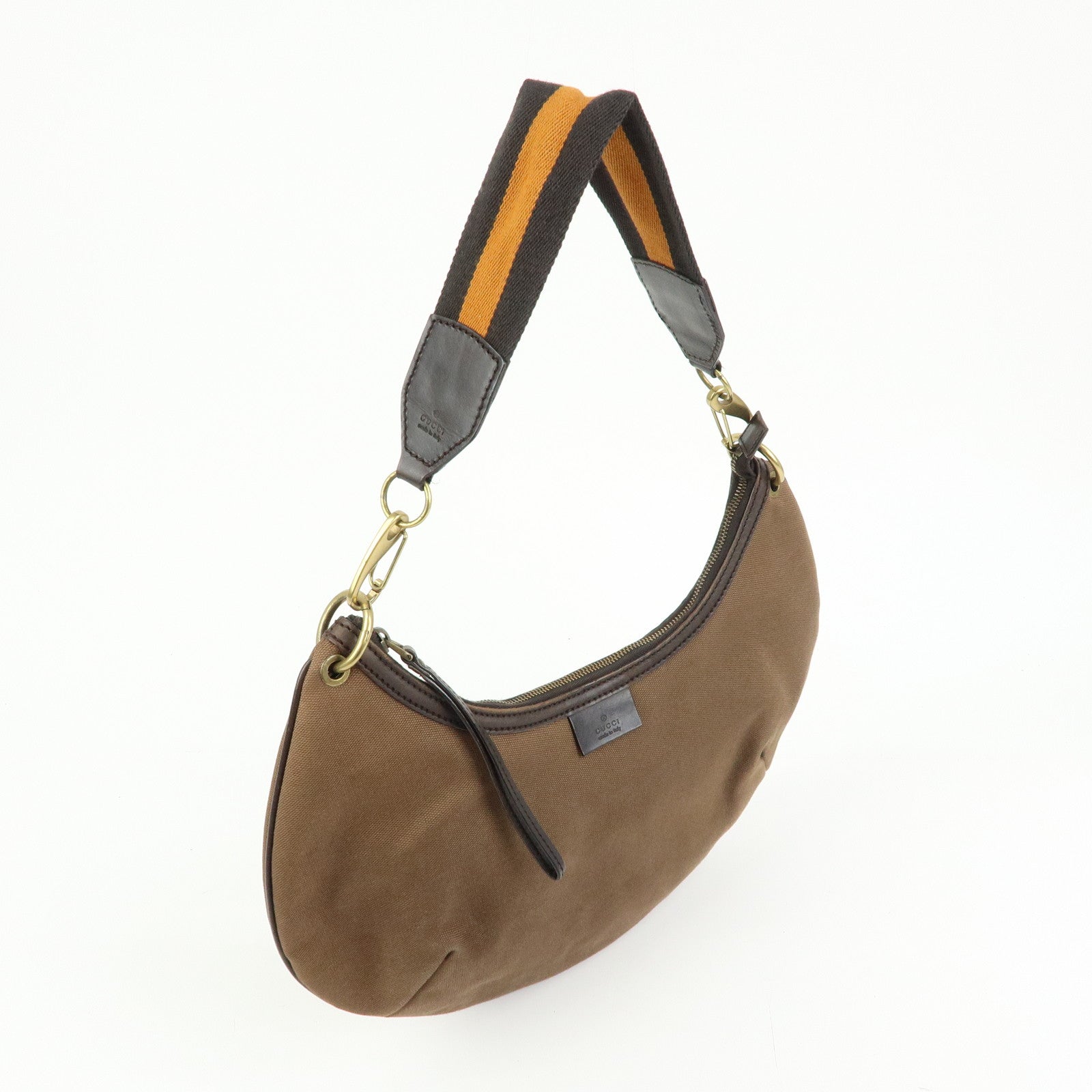 GUCCI Sherry Canvas Leather Shoulder Bag Hand Bag Borwn Orange 106663