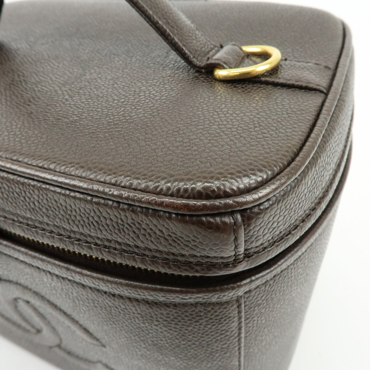 CHANEL COCO Mark Caviarskin 2WAY Bag Cosmetic Bag Black A07061