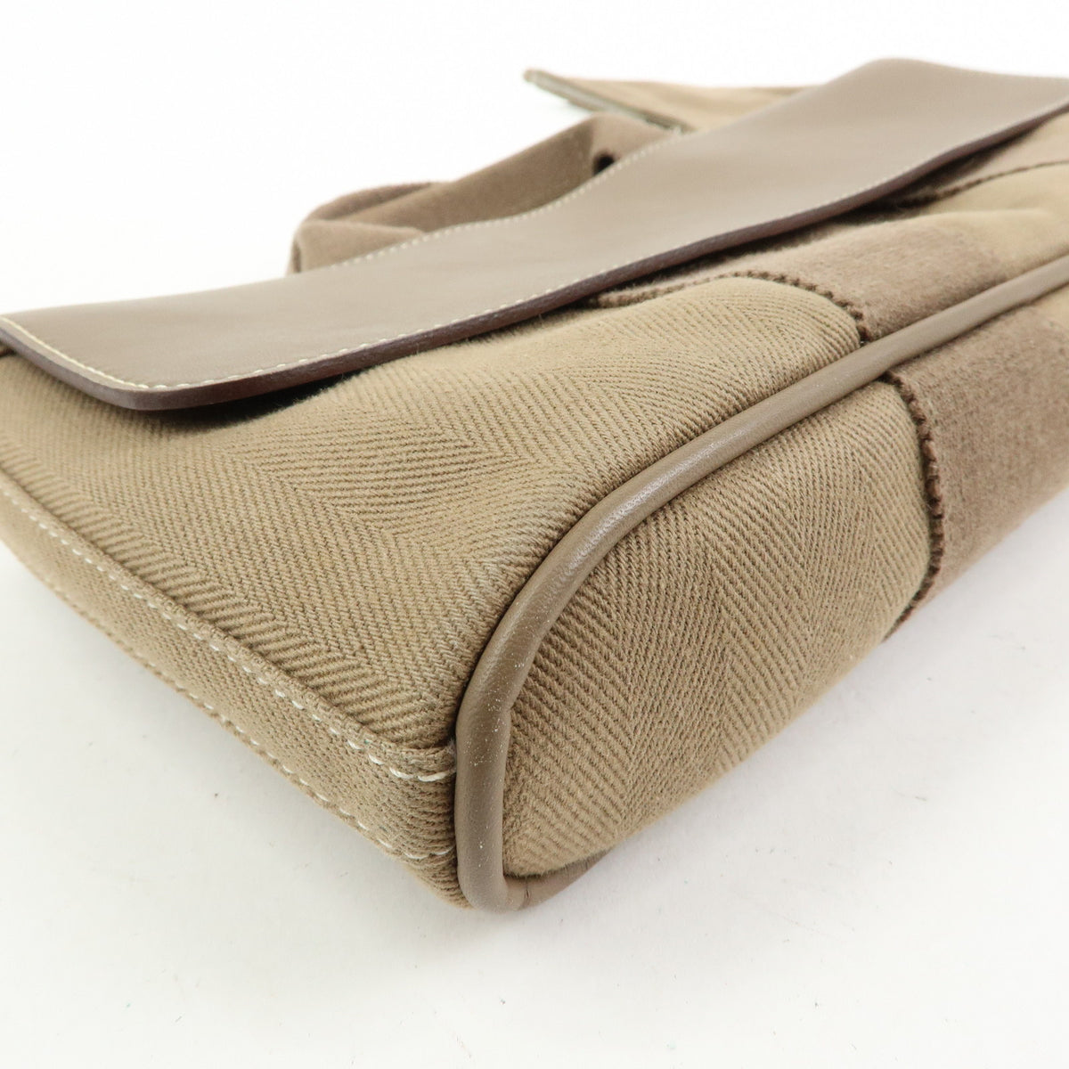 HERMES Valparaiso Long PM Calf Skin Tote Bag Hand Bag Etoupe