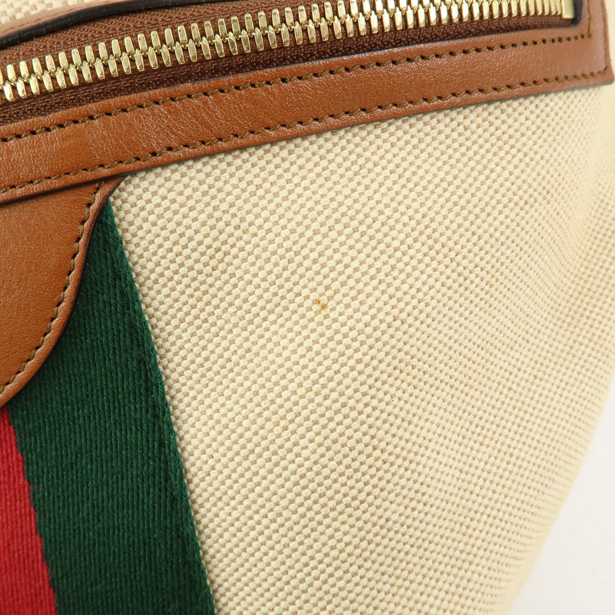 GUCCI Sherry Interlocking G Canvas Leather Waist Body Bag Beige 575082