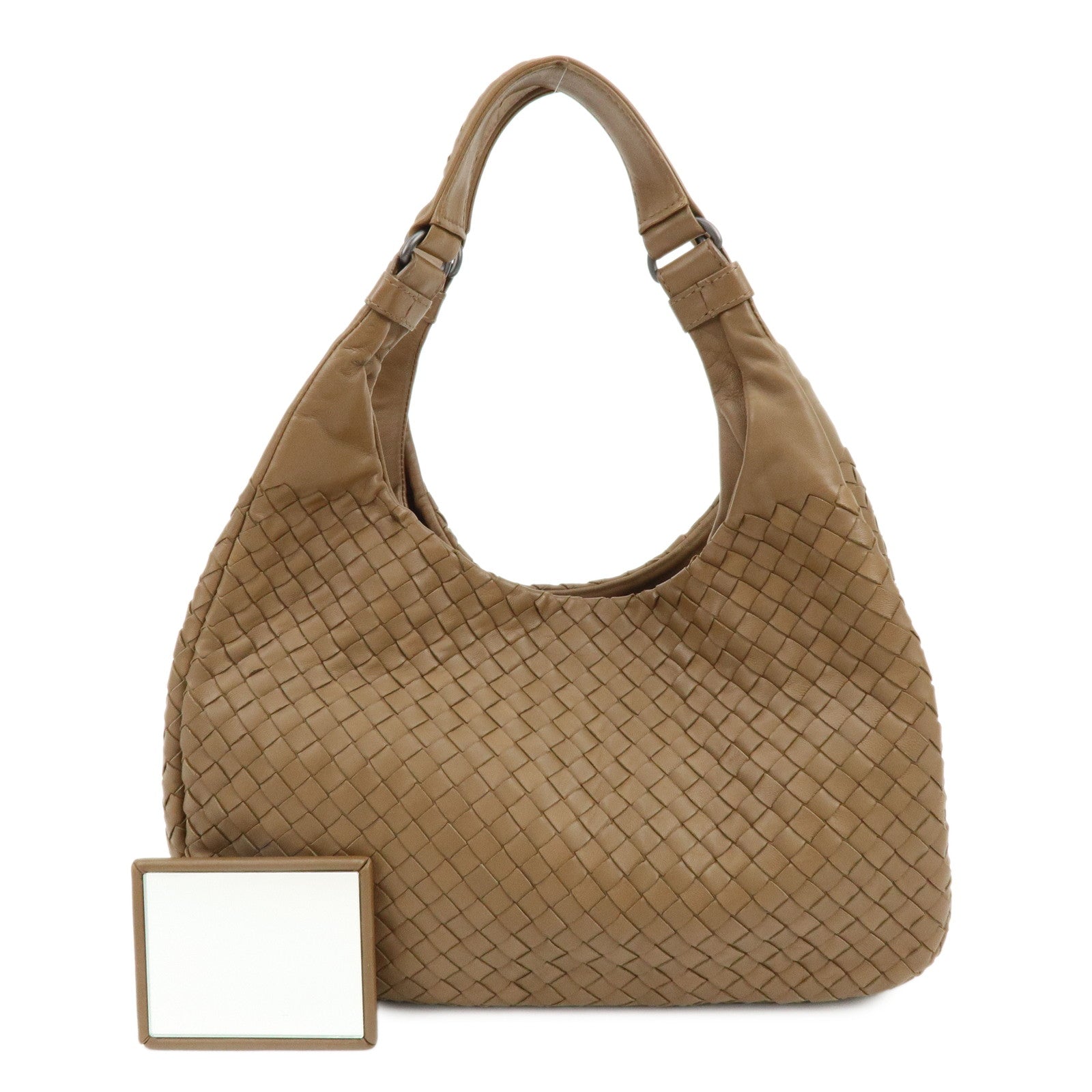 BOTTEGA VENETA Intrecciato Campana Leather Shoulder Bag Brown 125787