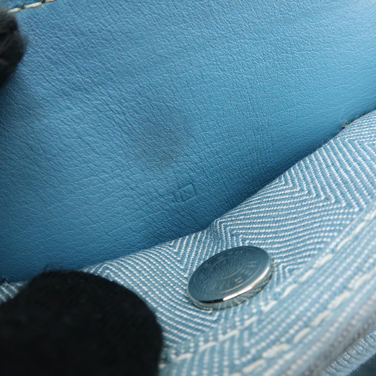 HERMES Valparaiso PM Canvas Leather Tote Hand Bag □K Stamped Blue Jean
