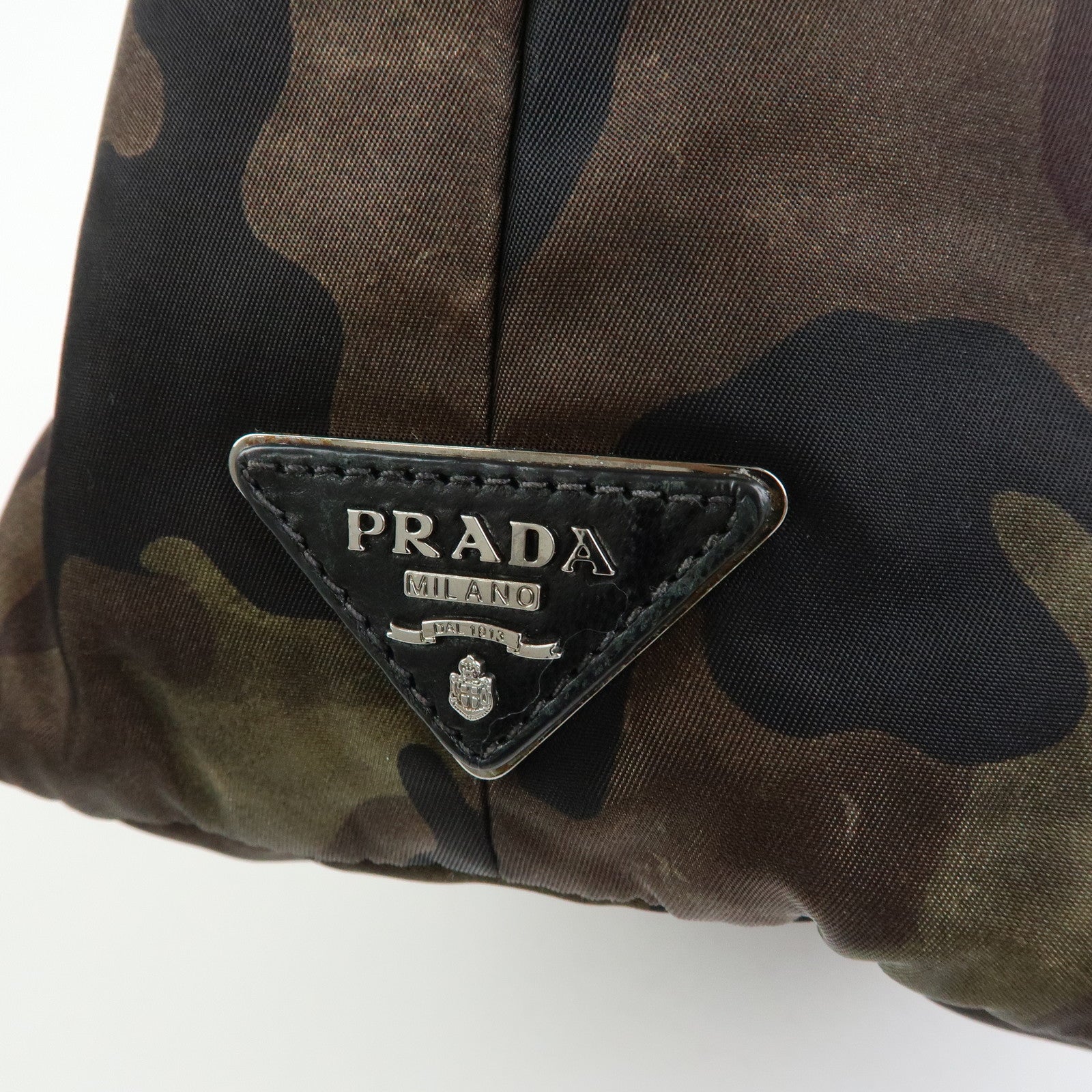 PRADA Triangle Logo Reversible 2Way Bag Hand Shoulder Bag Khaki BN1959