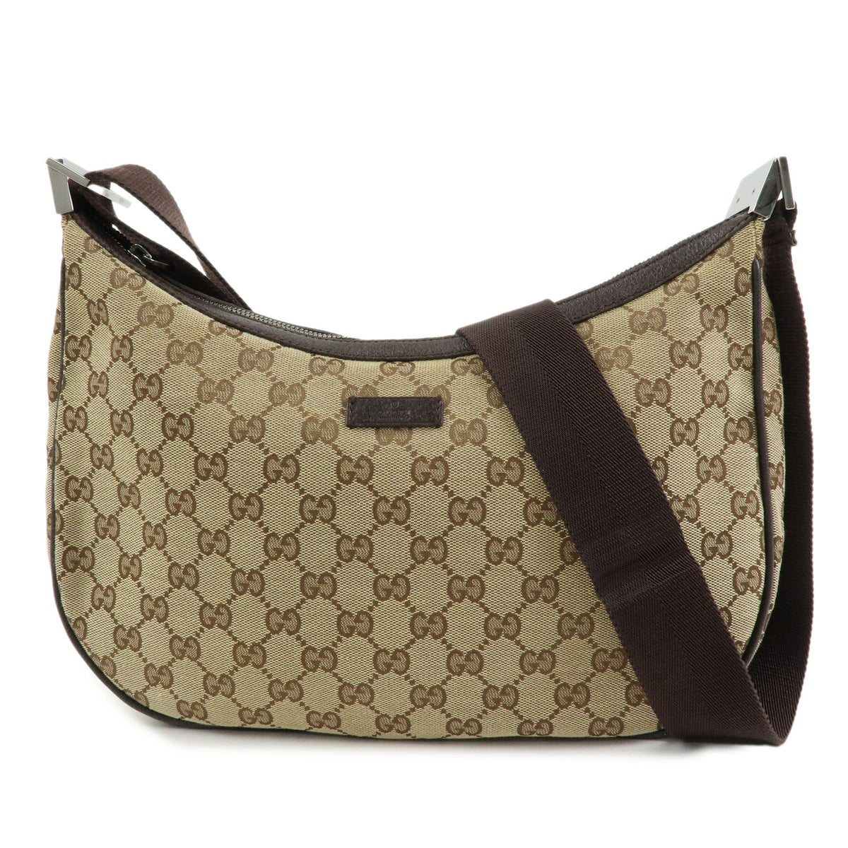 GUCCI GG Canvas Leather Shoulder Bag Crossbody Bag Beige Brown 122790