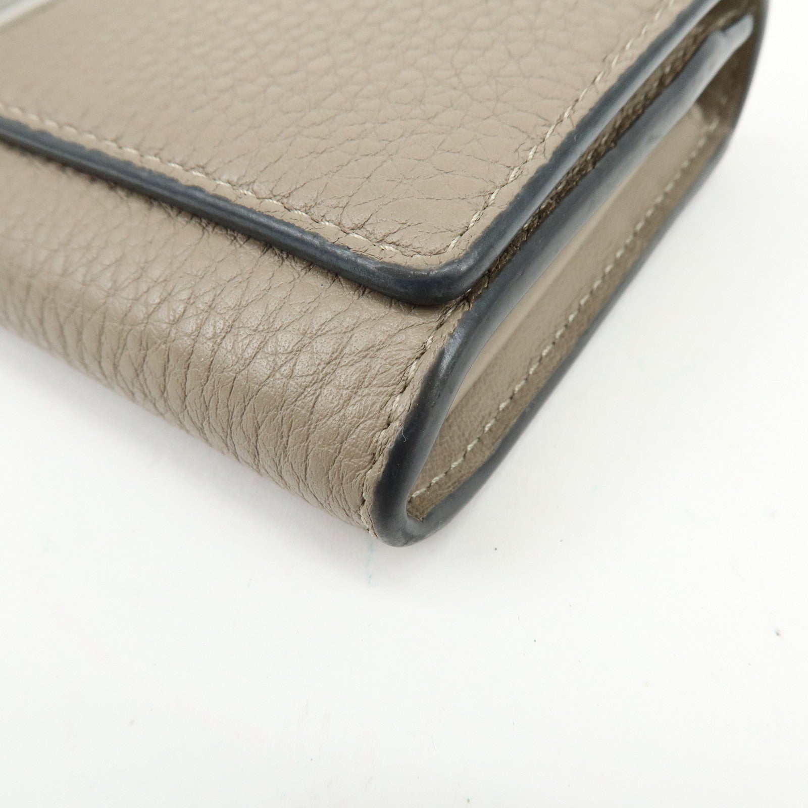 FENDI Peekaboo Leather Bi-fold Flap Long Wallet Beige 8M0427