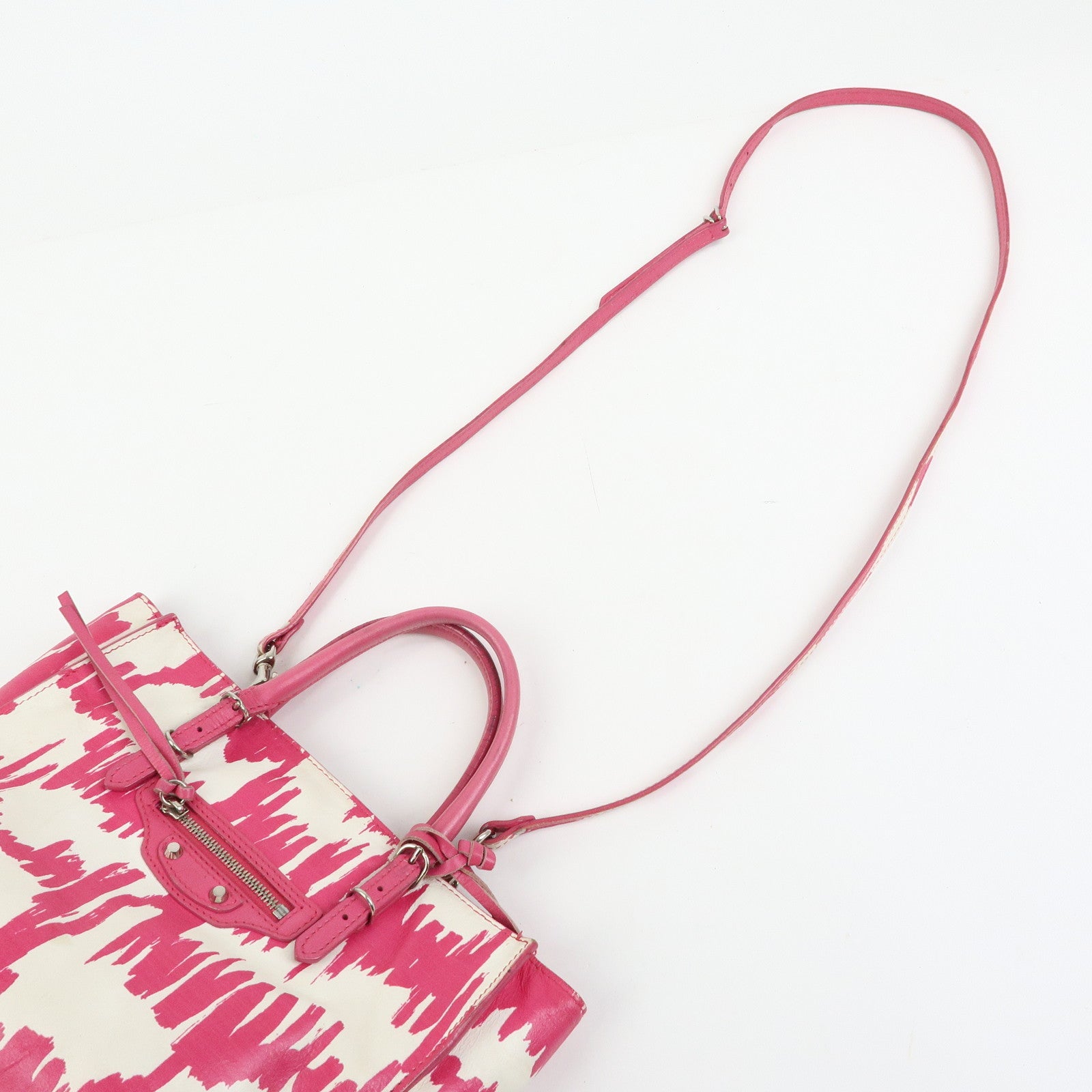 BALENCIAGA Leather Mini Paper 2Way Bag Tote Bag Hand Bag Pink 338585