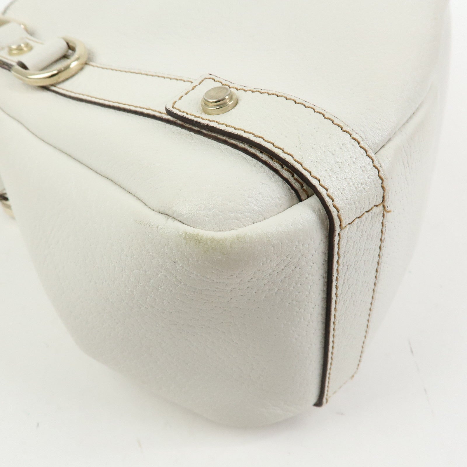 Gucci Abbey Leather Tote Bag Shoulder Bag Hand Bag White 130736