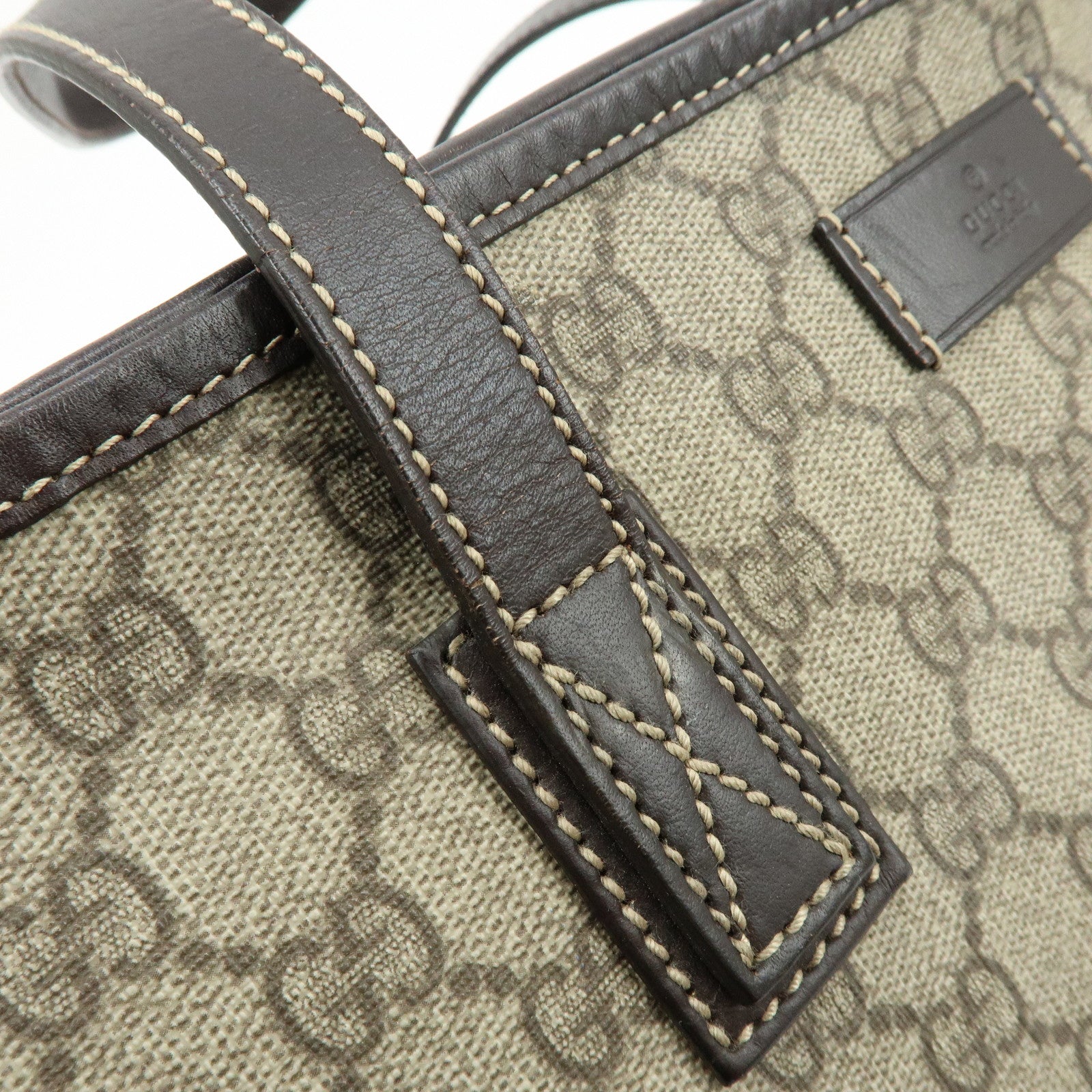 GUCCI GG Supreme Leather Tote Bag Shoulder Bag Hand Bag Beige