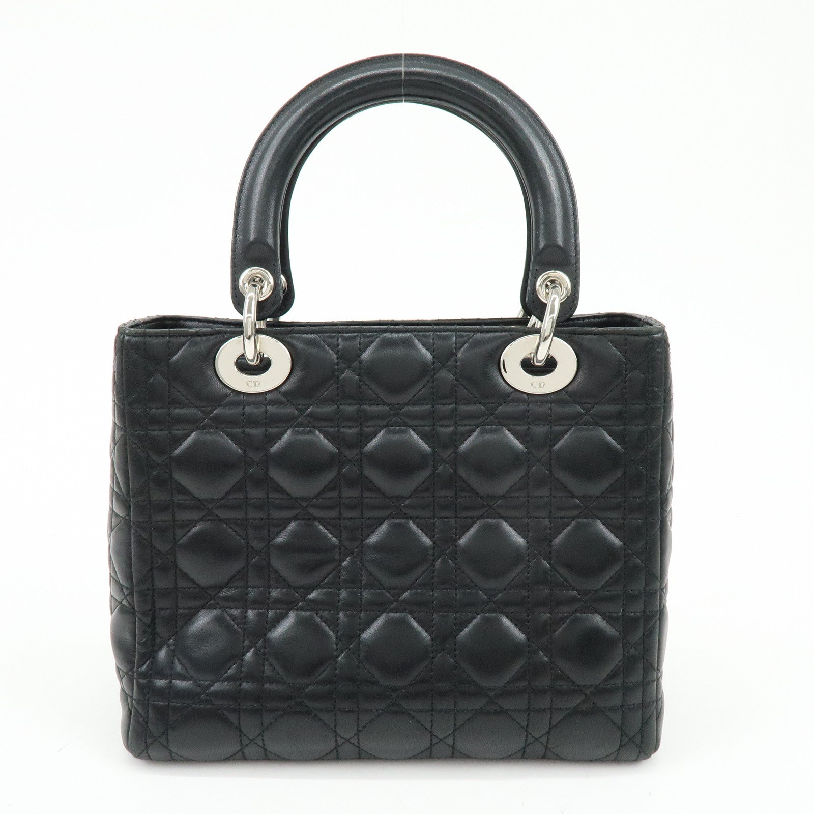 Christian Dior Lady Dior Cannage Leather 2Way Hand Shoulder Bag Black