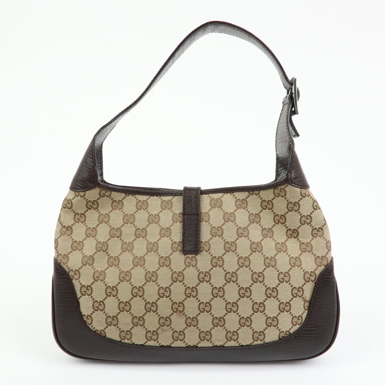GUCCI Sherry Jackie GG Canvas Leather Shoulder Bag Hand Bag Bown 00963