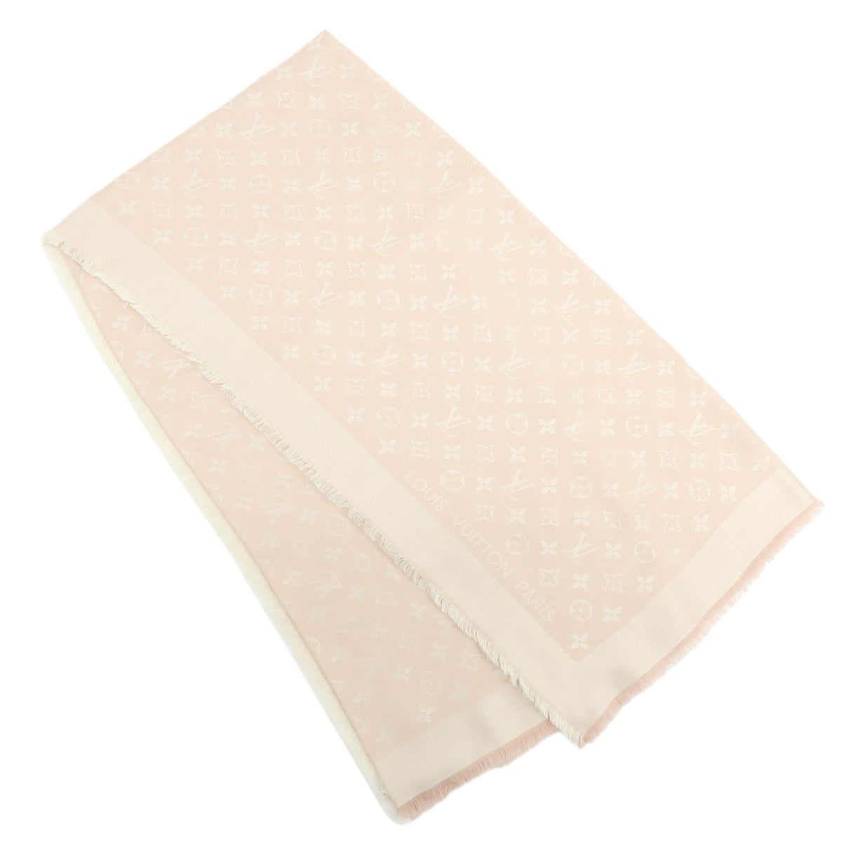 Louis Vuitton Monogram Silk Wool Scarf Shawl Light Pink