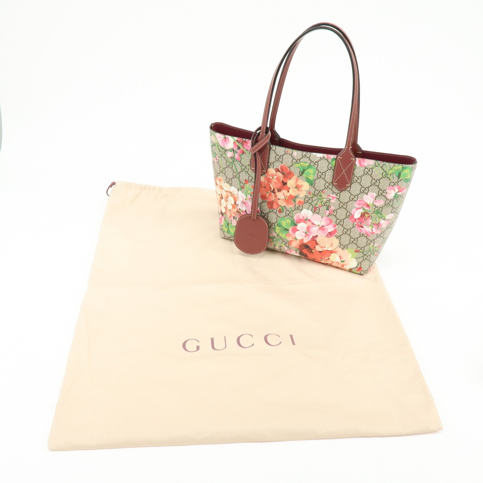 GUCCI GG Blooms GG Supreme Reversible Tote Shoulder bag 372613