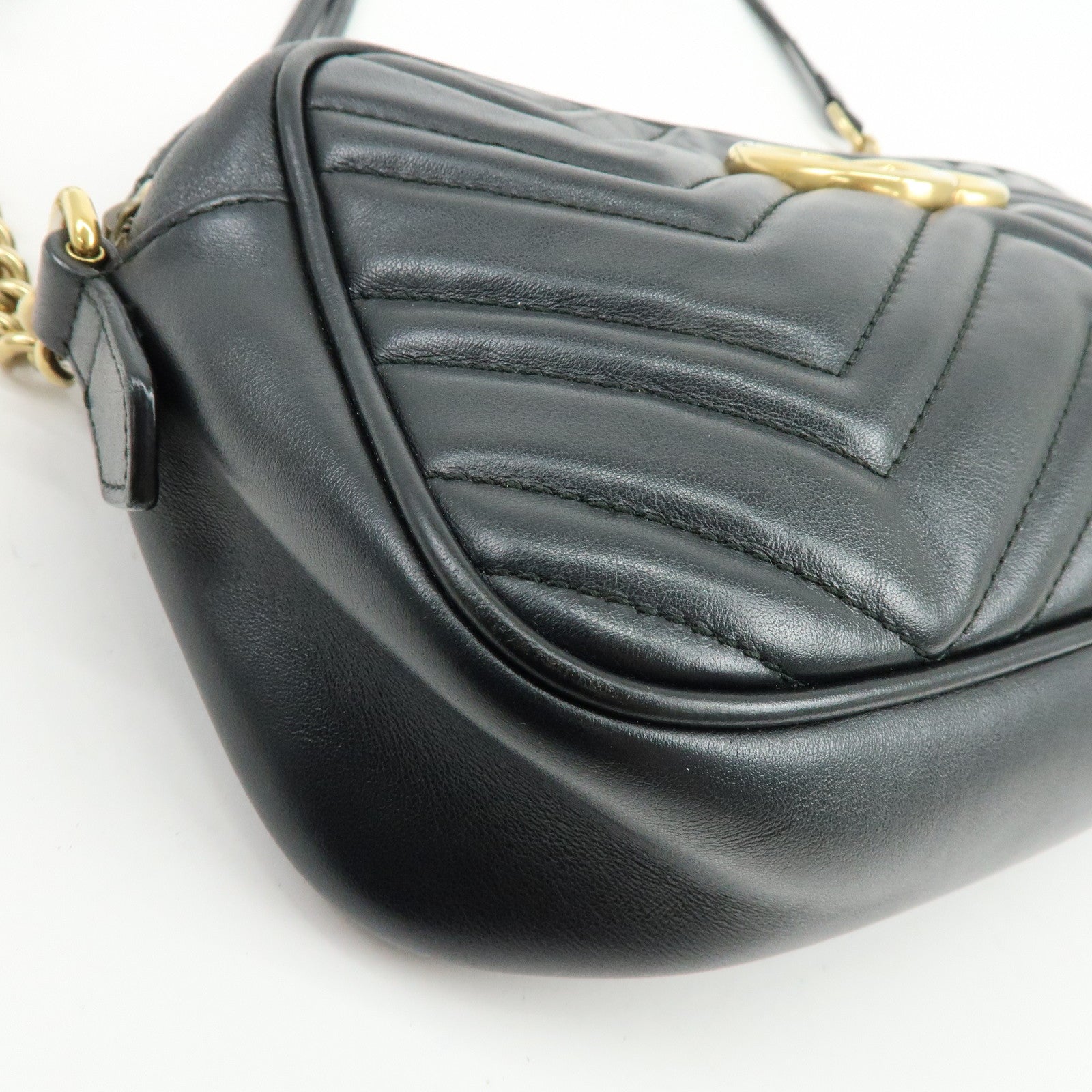 GUCCI GG Marmont Leather Shoulder Bag Crossbody Bag Black 447632
