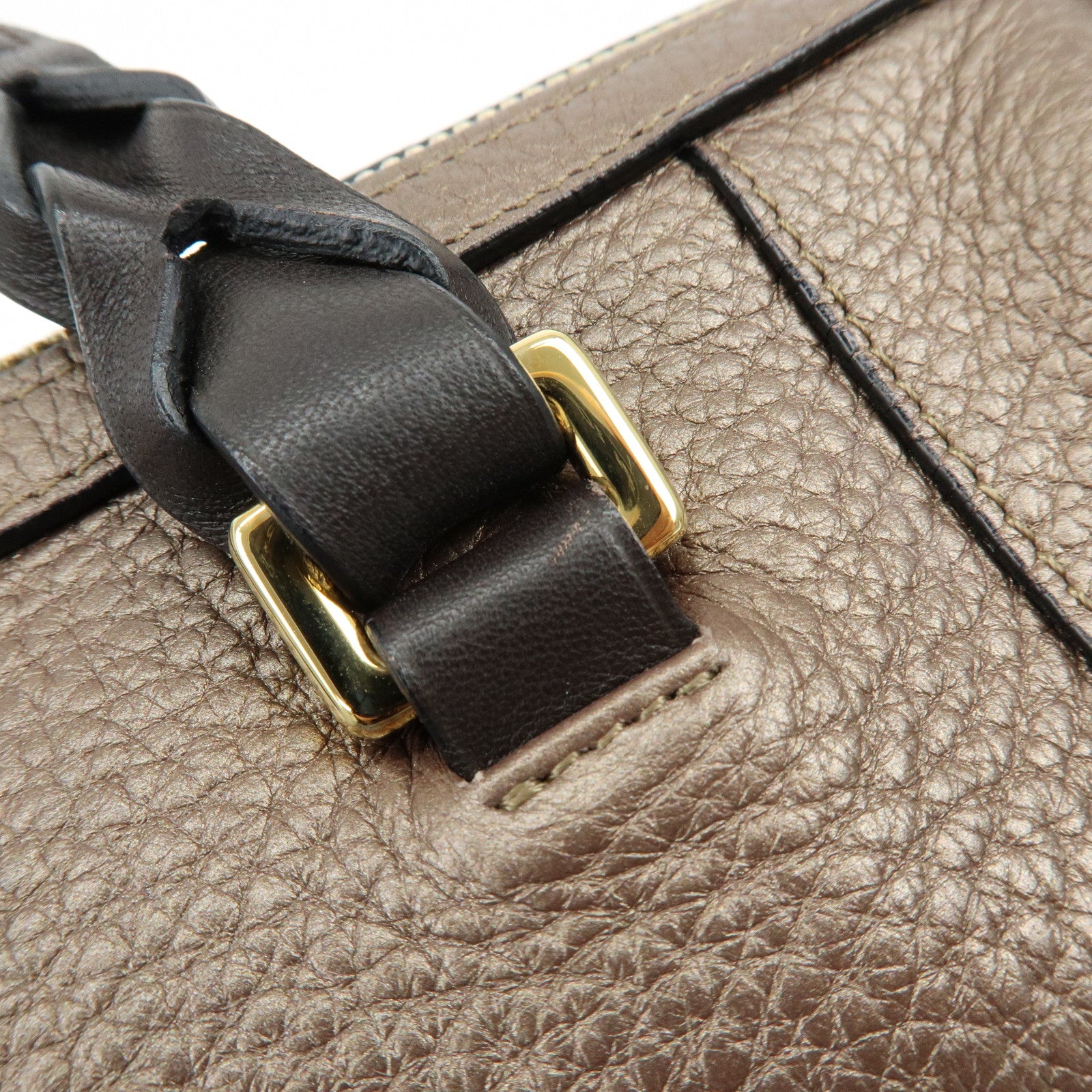 LOEWE Anagram Leather 2Way Bag Hand Bag Boston Bag Bronze