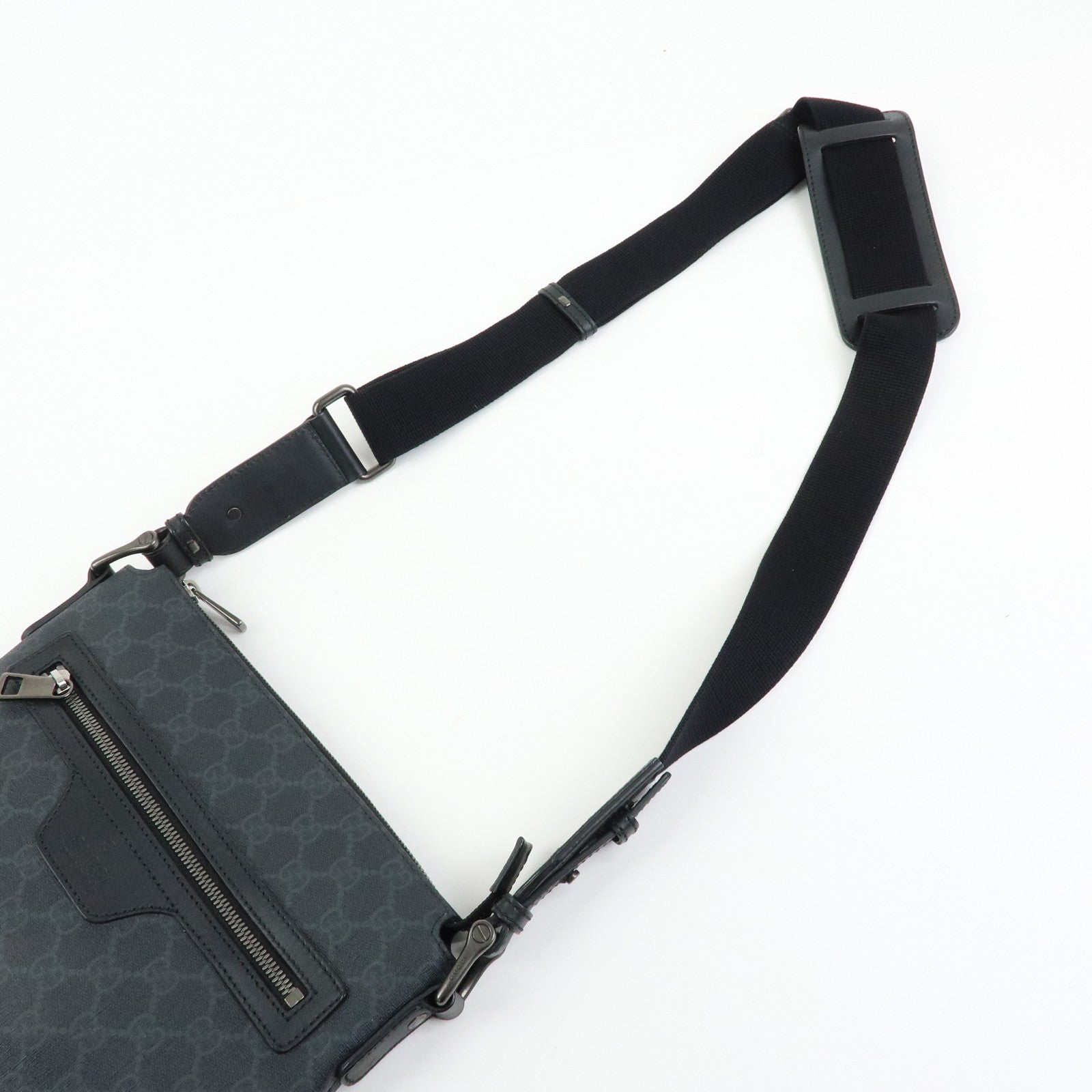 GUCCI GG Supreme Leather Shoulder Bag Crossbody Bag Black 387514