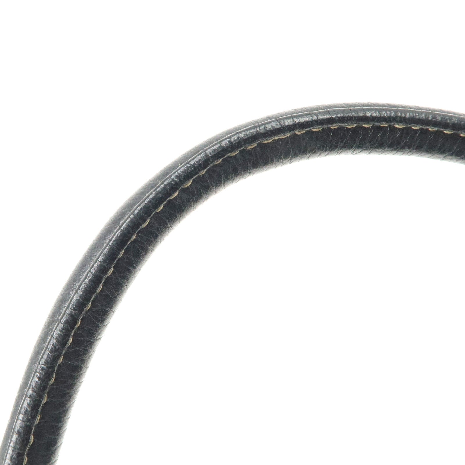 PRADA Logo Leather Shoulder Bag Hand Bag Black Silver Hardware